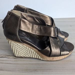 Cole Haan Nike Air Delfina Metallic Bronze 3.5" Wedge Sandals Cork Women 6
